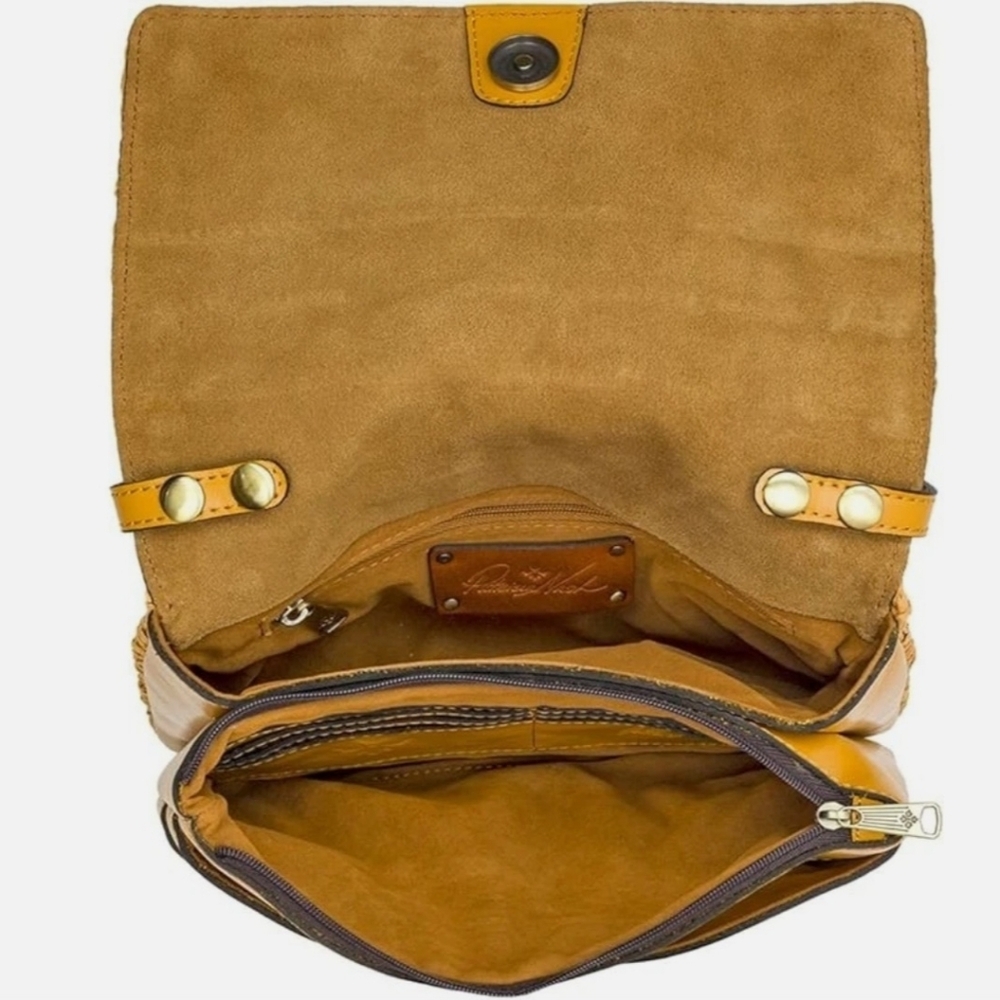New‎ Patricia Nash Penley Small Leather Crossbody W/ Straw Weave: Mango Color - Picture 4 of 16